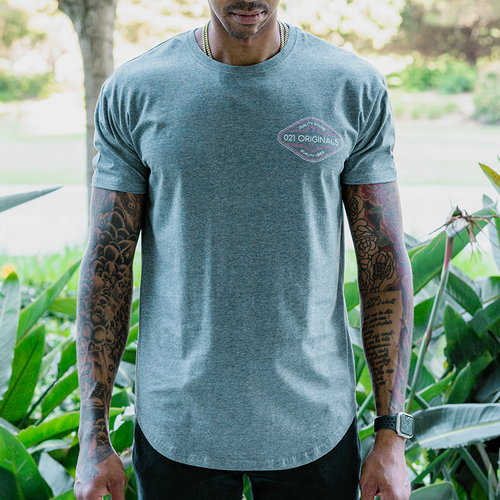 QUALITY VIBES DROP-CUT T-SHIRT - HEATHER GREY
