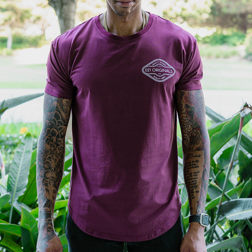 QUALITY VIBES DROP-CUT T-SHIRT - MAROON
