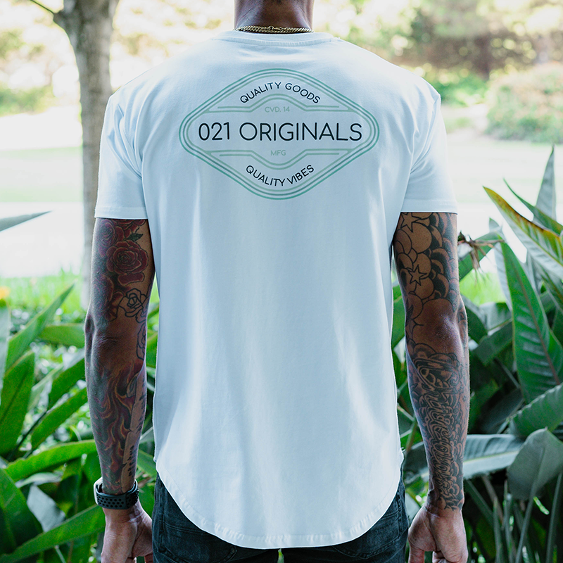 QUALITY VIBES DROP-CUT T-SHIRT - WHITE