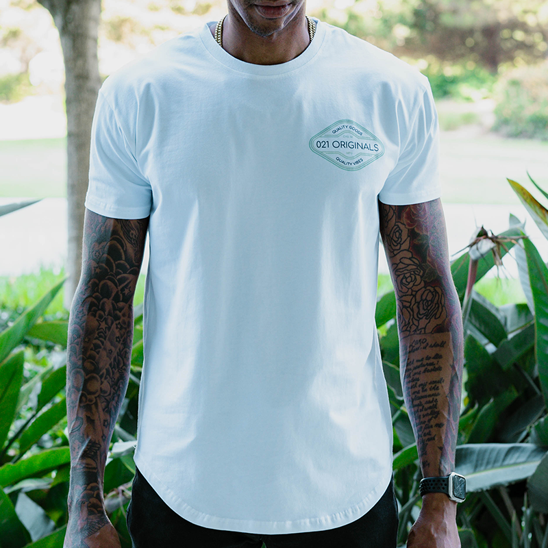 QUALITY VIBES DROP-CUT T-SHIRT - WHITE