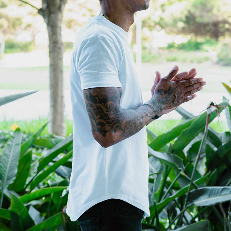 QUALITY VIBES DROP-CUT T-SHIRT - WHITE