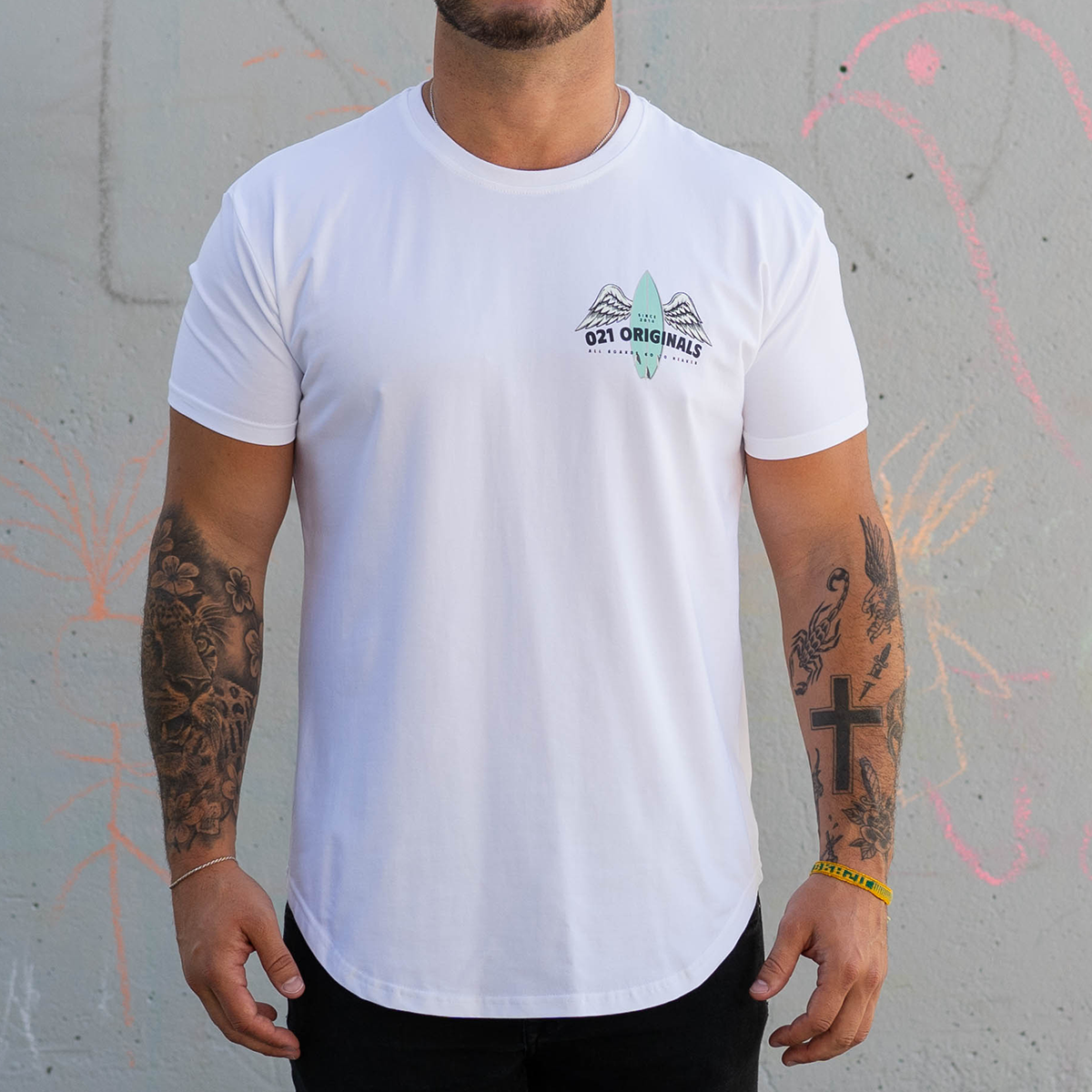 BOARD HEAVEN DROP-CUT T-SHIRT - WHITE