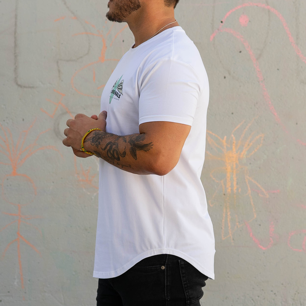 BOARD HEAVEN DROP-CUT T-SHIRT - WHITE