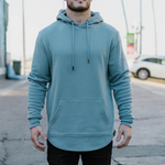 021 ESSENTIAL DROP CUT HOODIE - BLUE STEEL