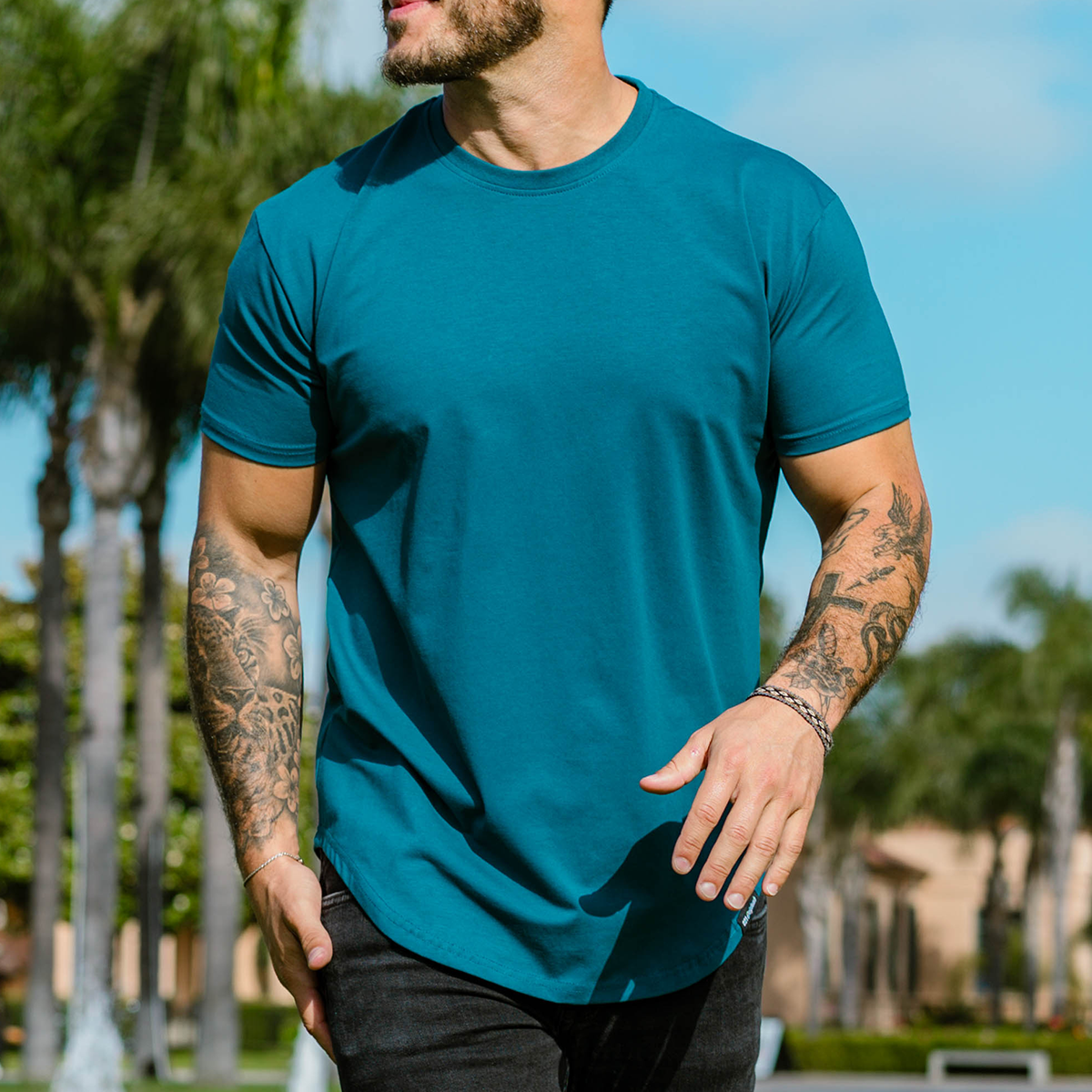 021 ESSENTIAL DROP-CUT T-SHIRT - DEEP BLUE