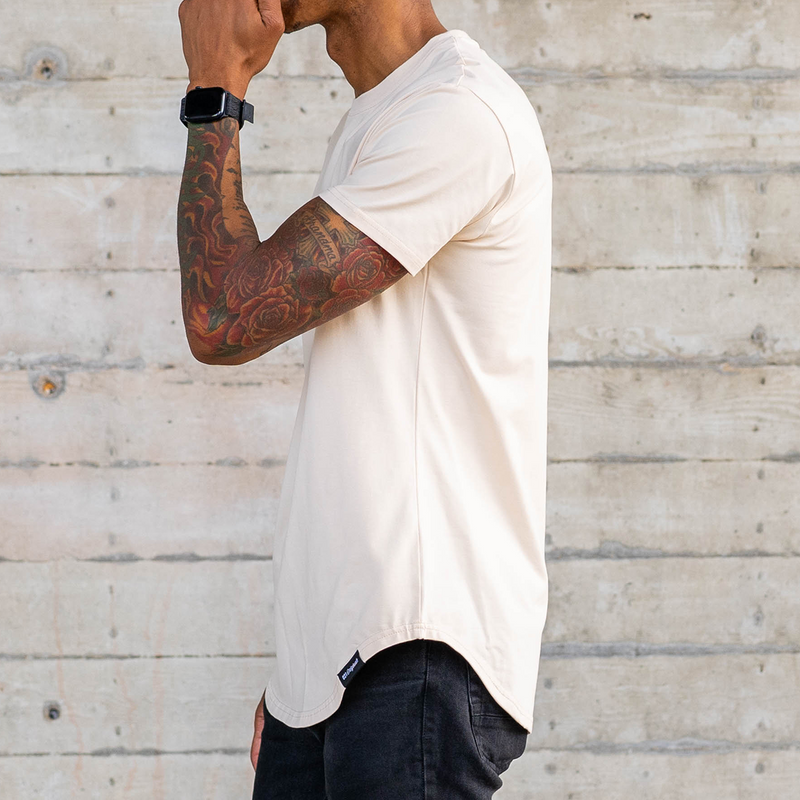 021 ESSENTIAL DROP-CUT T-SHIRT - SAND