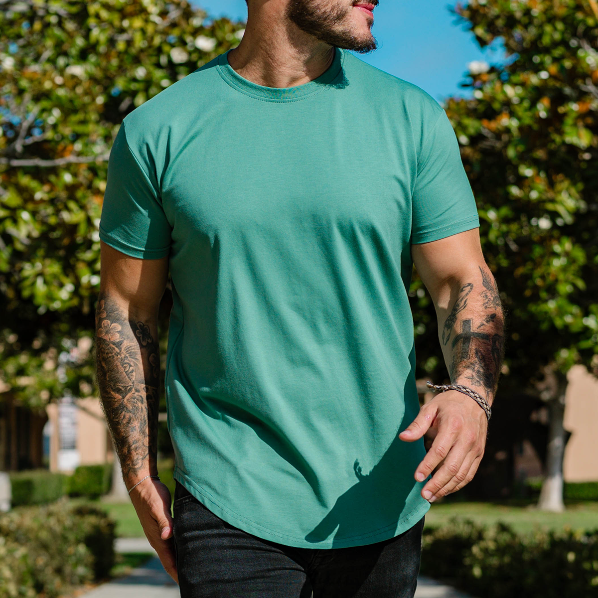 021 ESSENTIAL DROP-CUT T-SHIRT - SEA GREEN