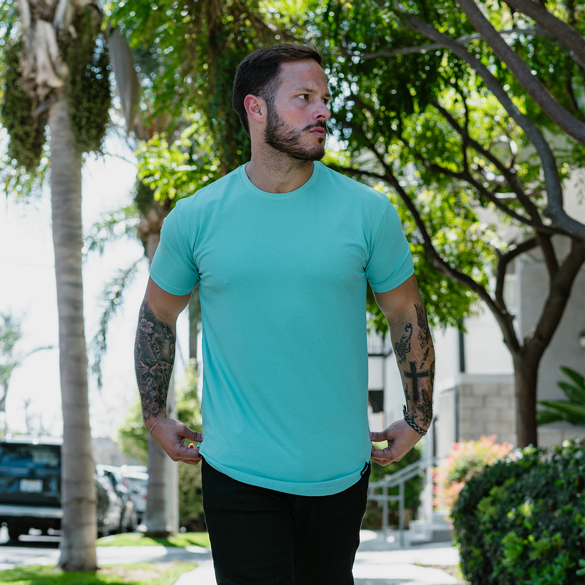 021 ESSENTIAL DROP-CUT T-SHIRT - TEAL