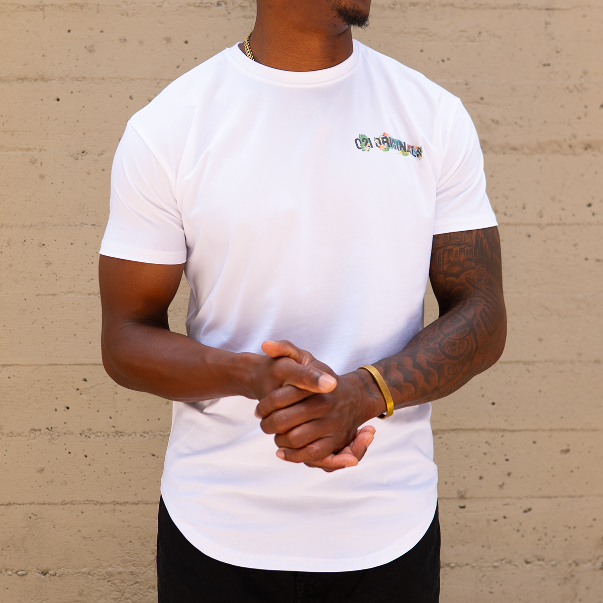 FULL BLOOM DROP-CUT T-SHIRT - WHITE