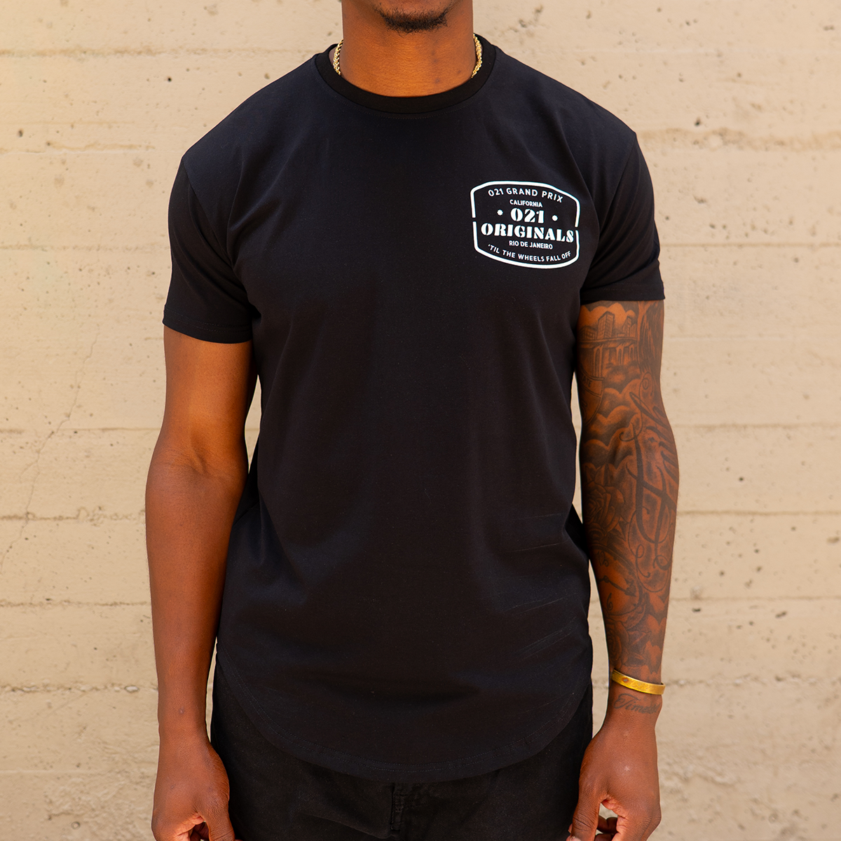 GRAND PRIX DROP-CUT T-SHIRT - BLACK