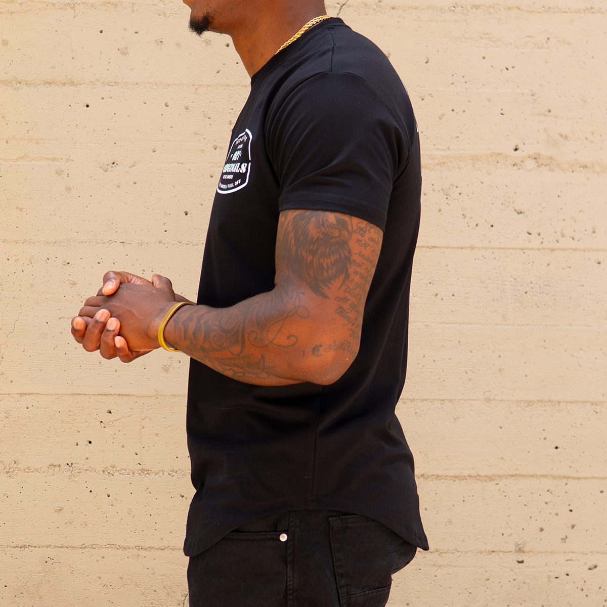 GRAND PRIX DROP-CUT T-SHIRT - BLACK