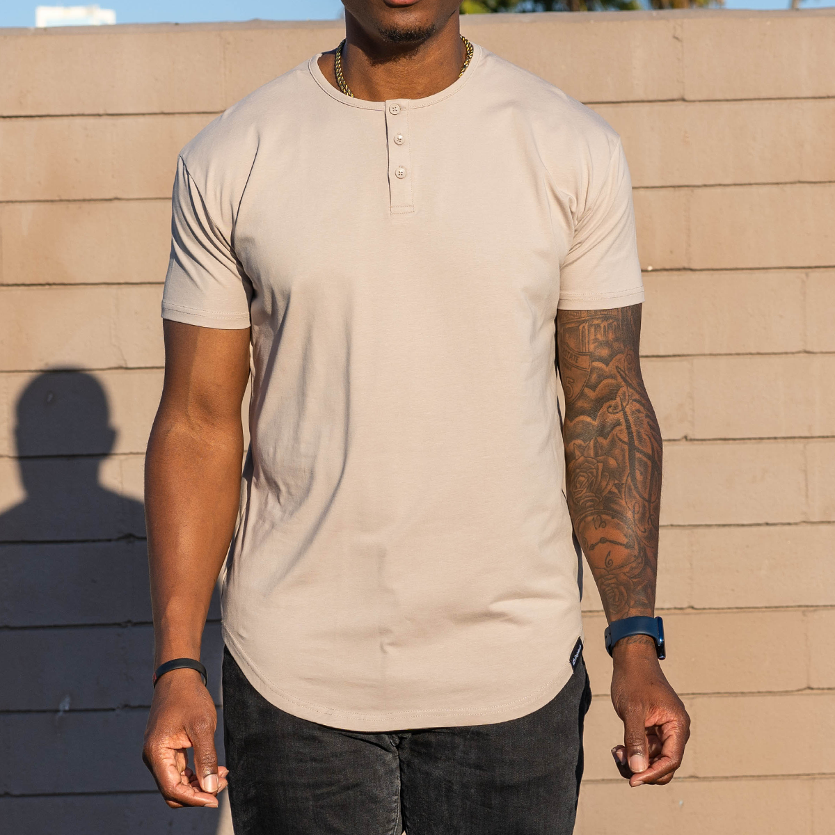 021 ESSENTIAL DROP-CUT HENLEY - CEMENT