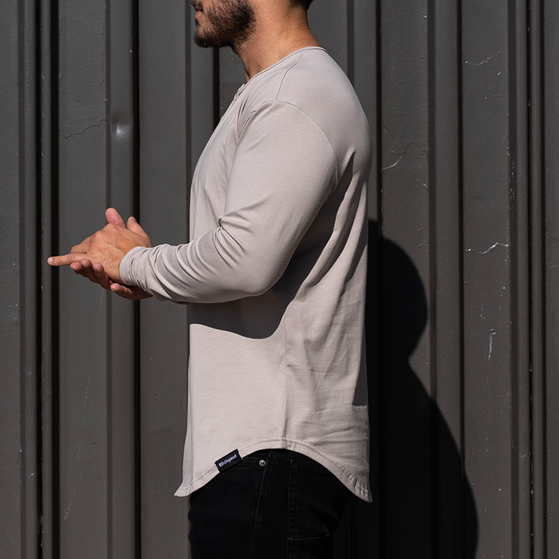 021 ESSENTIAL DROP-CUT LONG SLEEVE HENLEY - CEMENT