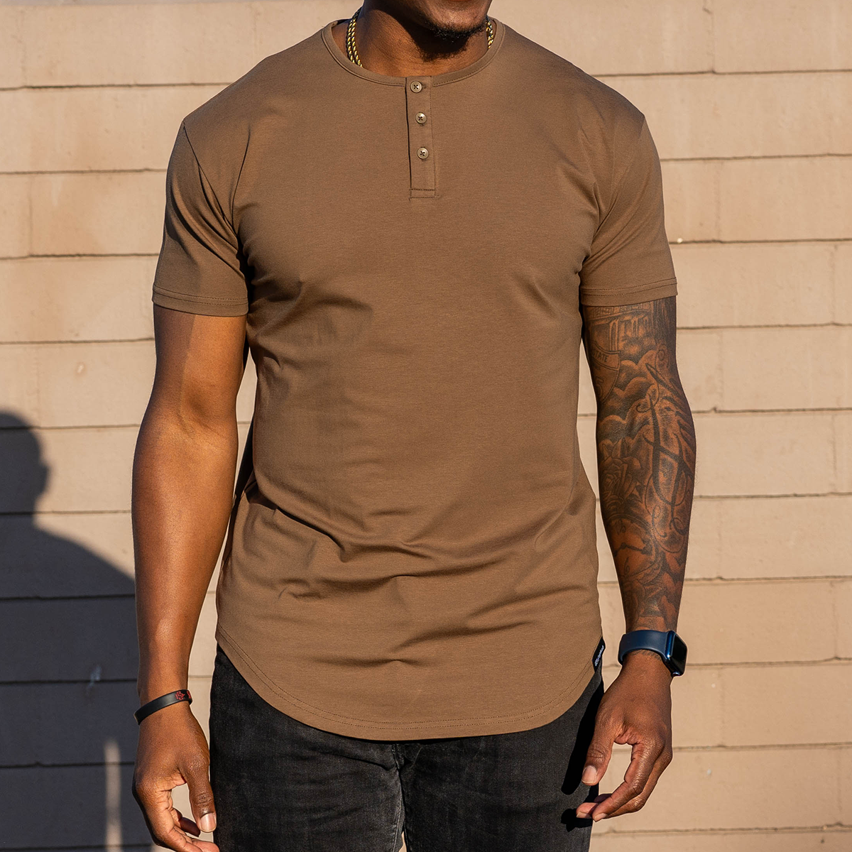 021 ESSENTIAL DROP-CUT HENLEY - OD GREEN