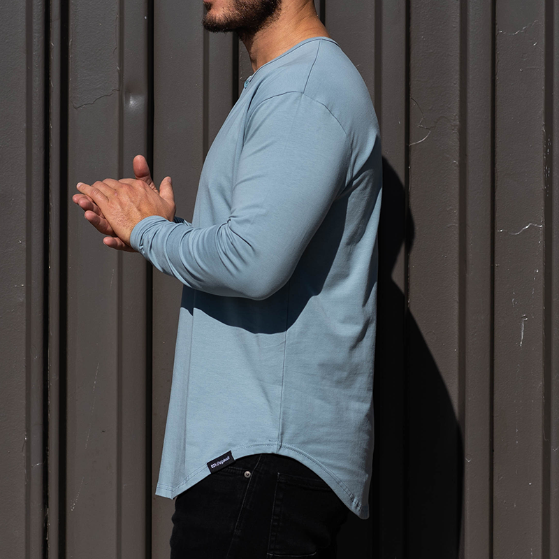 021 ESSENTIAL DROP-CUT LONG SLEEVE HENLEY - STORM BLUE