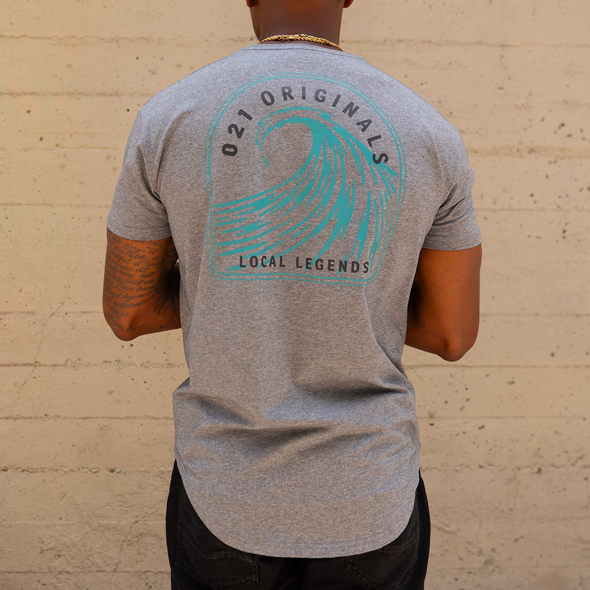 HIGH TIDE DROP-CUT T-SHIRT - HEATHER GREY