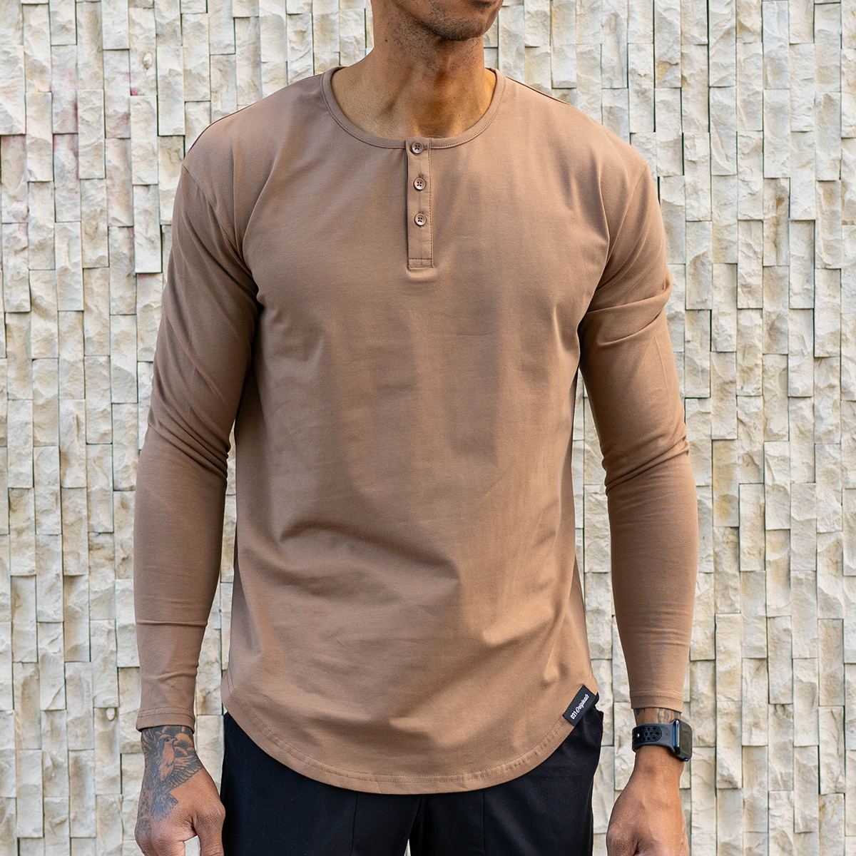 021 ESSENTIAL DROP-CUT LONG SLEEVE HENLEY - ASH