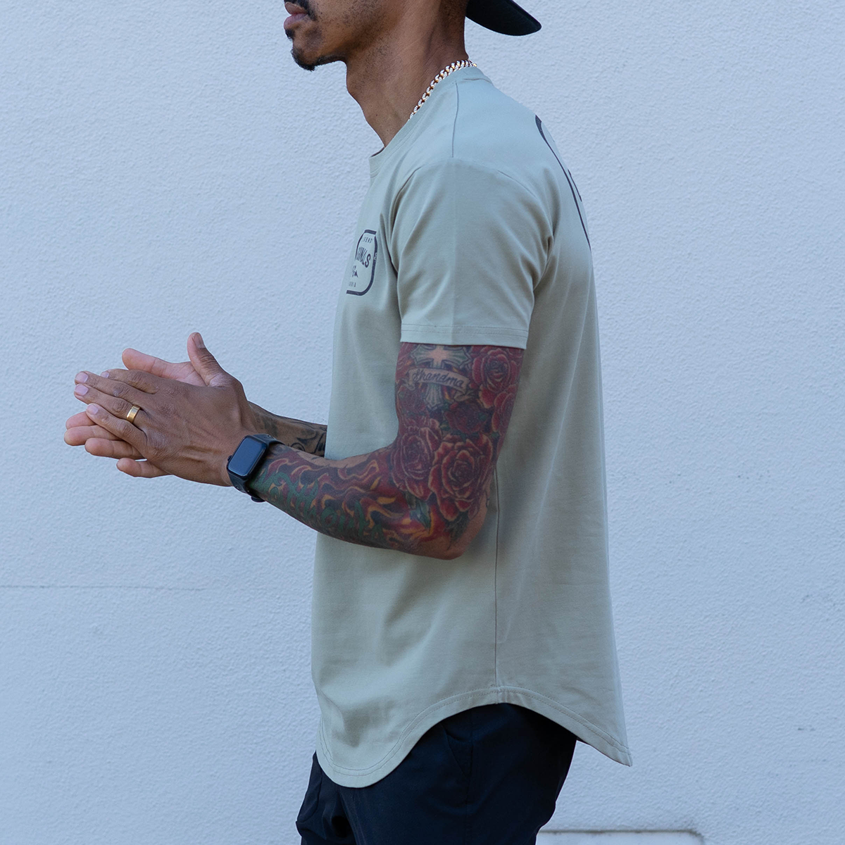 LOCAL MFG DROP-CUT T-SHIRT - OLIVE GREEN