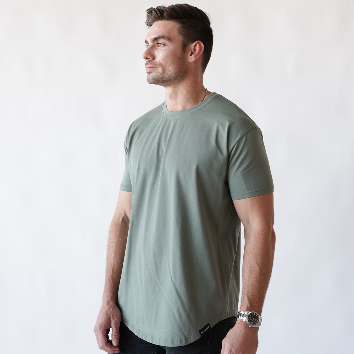 021 ESSENTIAL DROP-CUT T-SHIRT - PINE