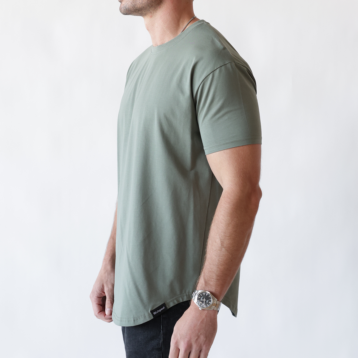 021 ESSENTIAL DROP-CUT T-SHIRT - PINE