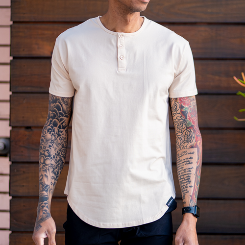 021 ESSENTIAL DROP-CUT HENLEY - SAND