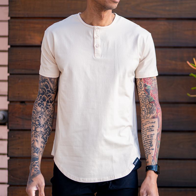 021 ESSENTIAL DROP-CUT HENLEY - SAND