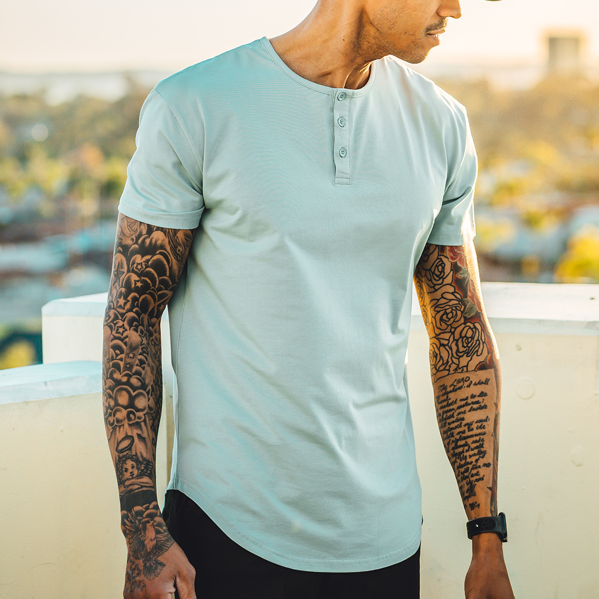 021 ESSENTIAL DROP-CUT HENLEY - SEA FOAM