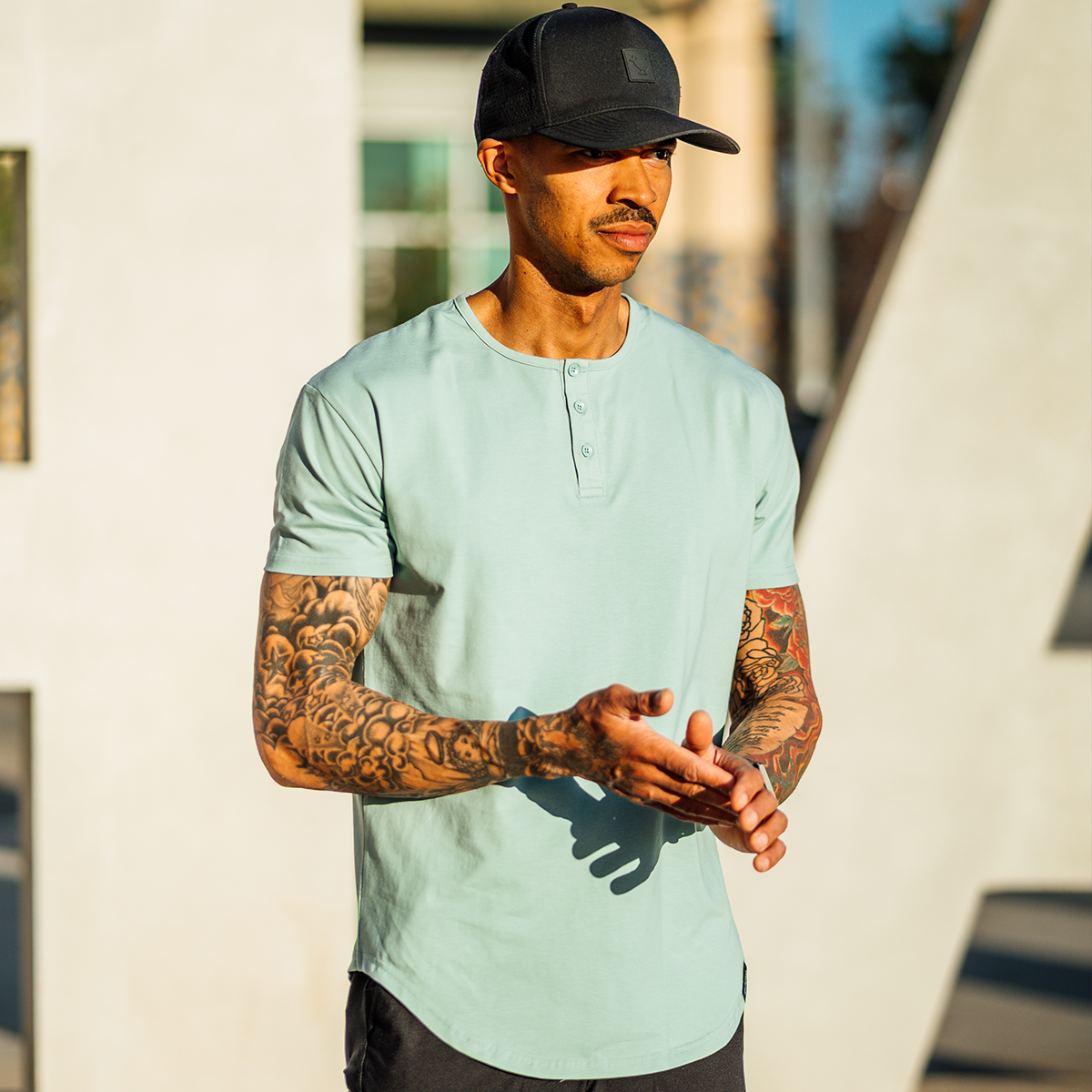021 ESSENTIAL DROP-CUT HENLEY - SEA FOAM