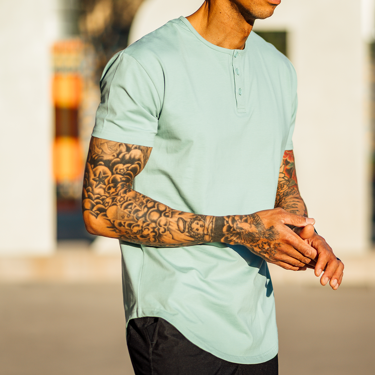 021 ESSENTIAL DROP-CUT HENLEY - SEA FOAM