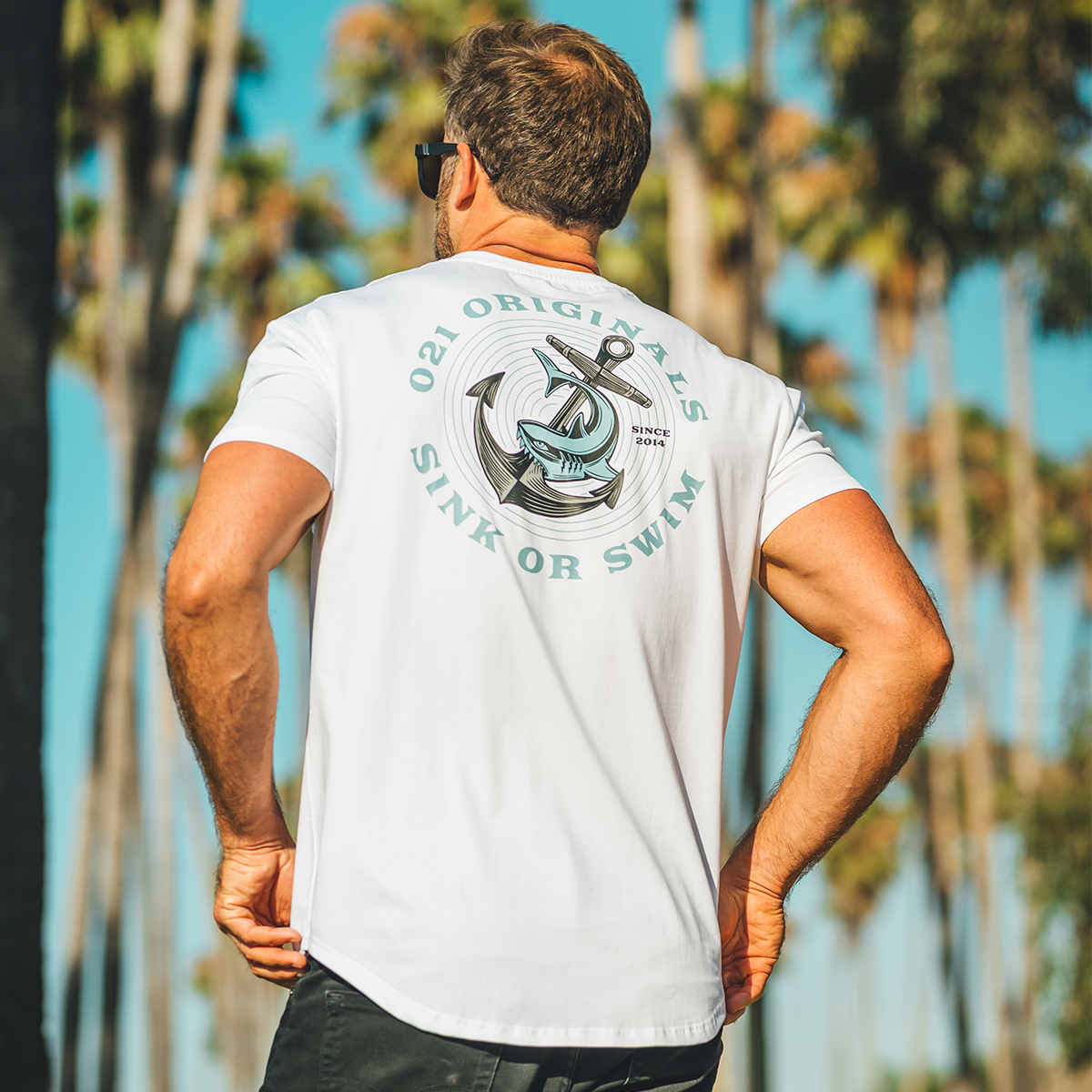 SINK OR SWIM DROP-CUT T-SHIRT - WHITE