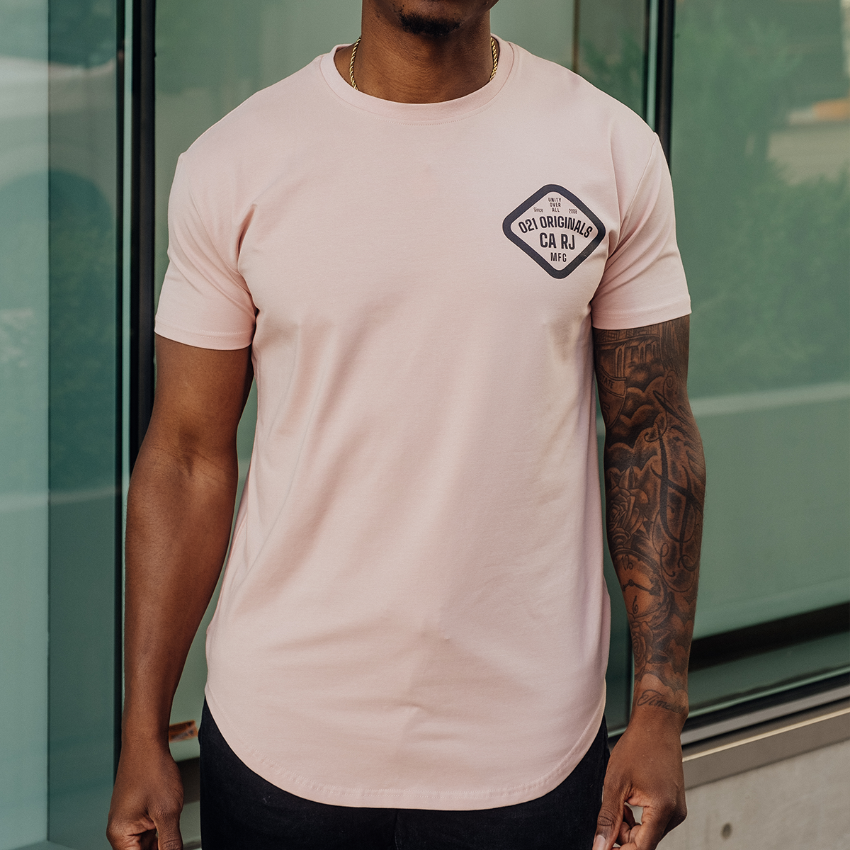 TRIFECTA DROP-CUT T-SHIRT - DUSTY ROSE
