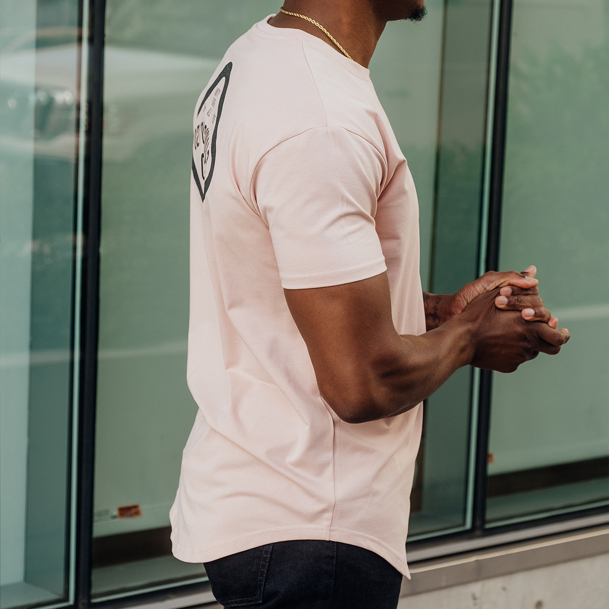 TRIFECTA DROP-CUT T-SHIRT - DUSTY ROSE