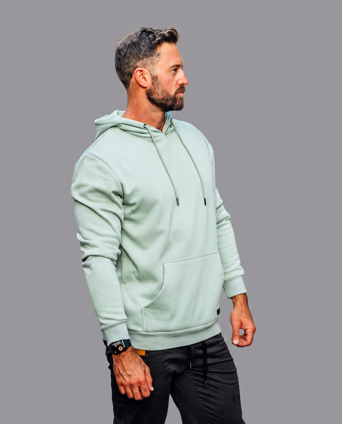 021 Originals drop-cut hoodie worn outdoors