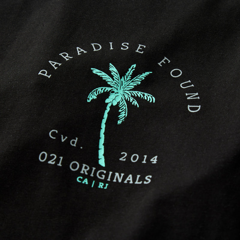 PARADISE PALM DROP-CUT T-SHIRT - BLACK