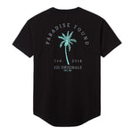 PARADISE PALM DROP-CUT T-SHIRT - BLACK