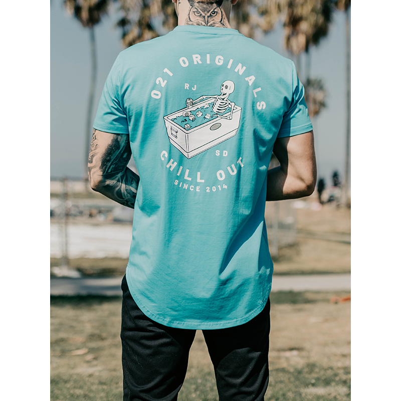 CHILL OUT DROP-CUT T-SHIRT - BLUE