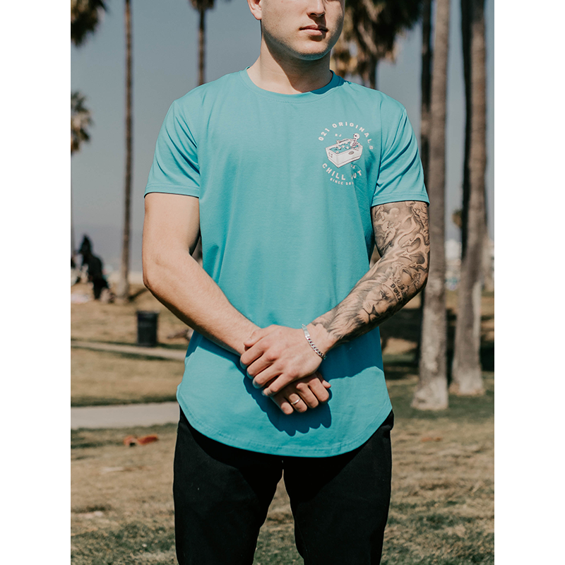 CHILL OUT DROP-CUT T-SHIRT - BLUE