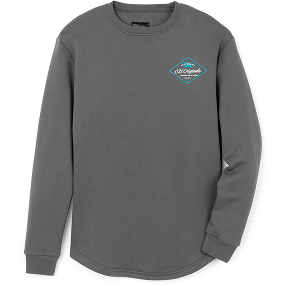 DIAMOND PALM DROP-CUT CREWNECK - GRAPHITE