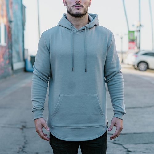 021 ESSENTIAL DROP CUT HOODIE - BLUE STEEL