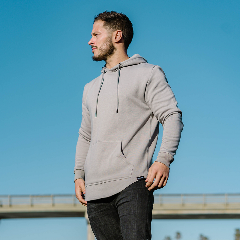 021 ESSENTIAL DROP CUT HOODIE - CEMENT