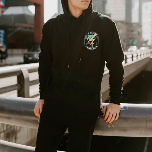 LIGHTNING PALM DROP CUT HOODIE - BLACK
