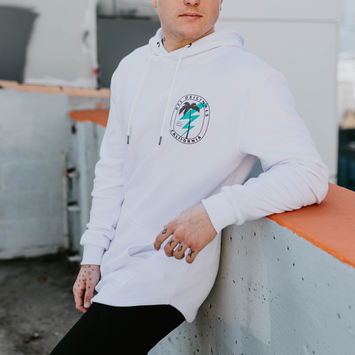 LIGHTNING PALM DROP CUT HOODIE - WHITE