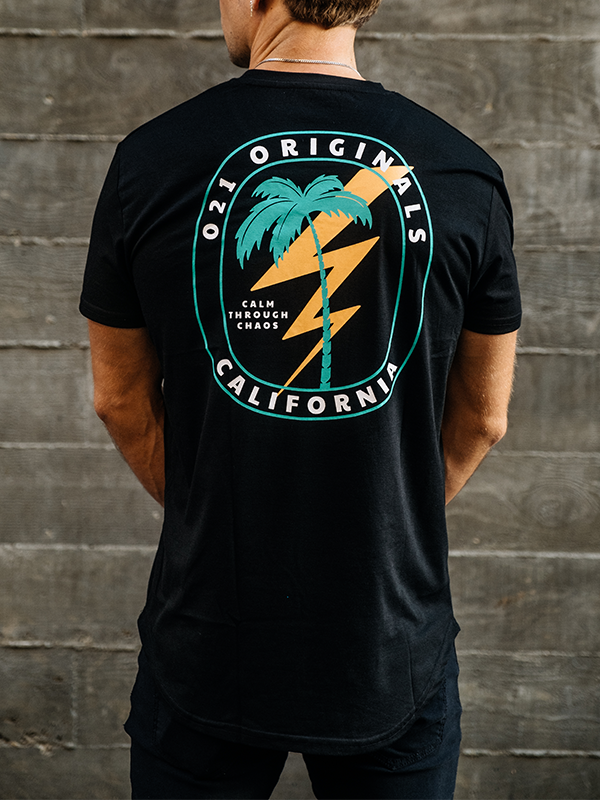 LIGHTNING PALM DROP-CUT T-SHIRT - BLACK