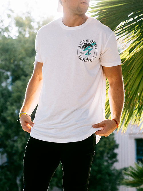 LIGHTNING PALM DROP-CUT T-SHIRT - WHITE