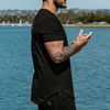 PARADISE PALM DROP-CUT T-SHIRT - BLACK