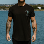 Drop-Cut Palm Black Tee