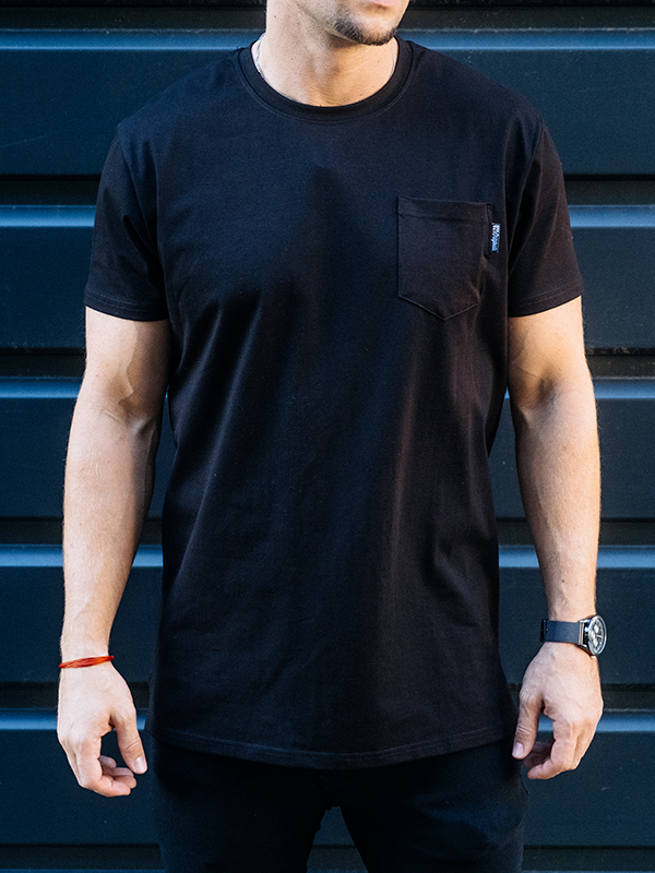 Modern Black Tee with Pocket