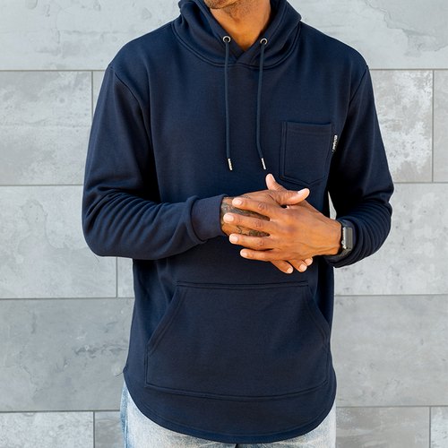 021 ESSENTIAL DROP CUT HOODIE - NAVY