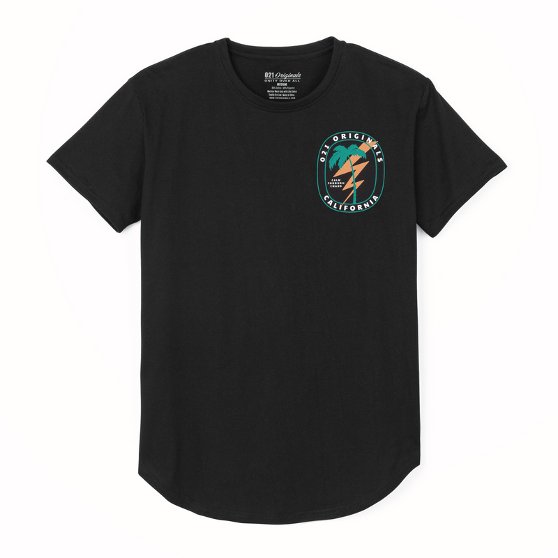 LIGHTNING PALM DROP-CUT T-SHIRT - BLACK
