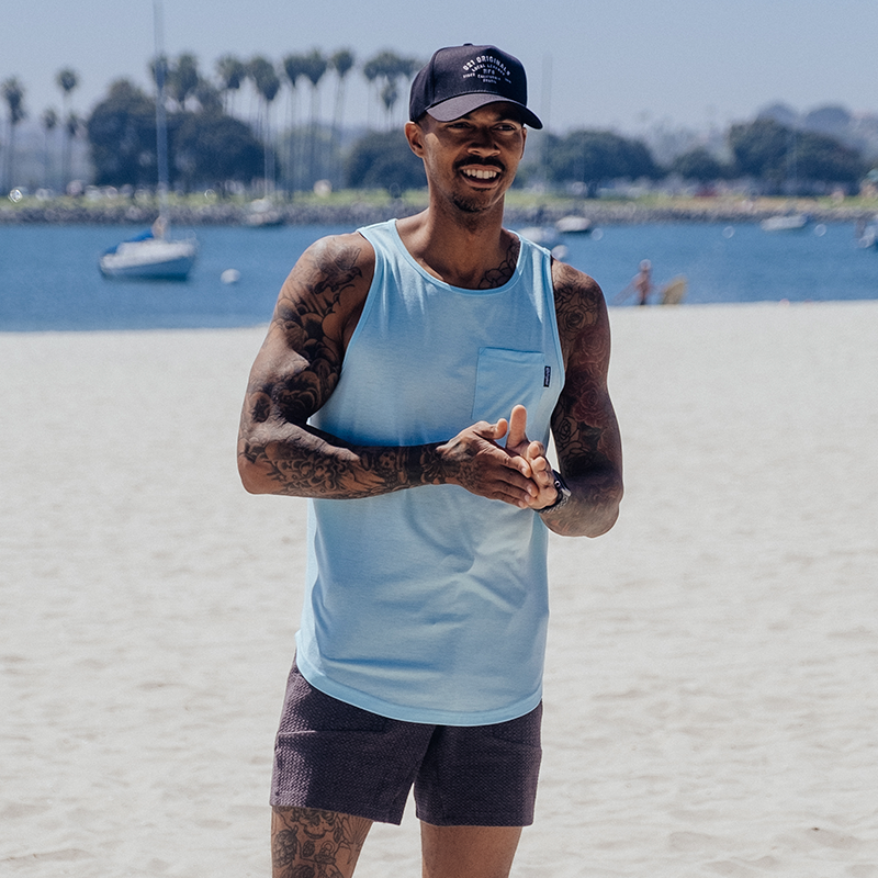 021 ESSENTIAL DROP-CUT TANK - POWDER BLUE